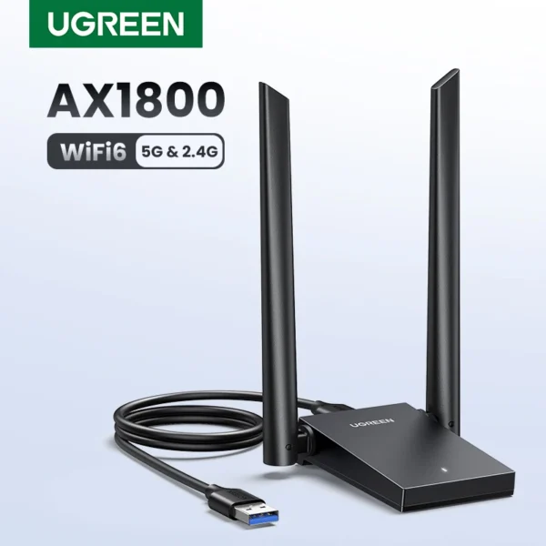 UGREEN AX1800 WiFi Adapter WiFi6 5G/2.4G Dual 5dBi Antennas